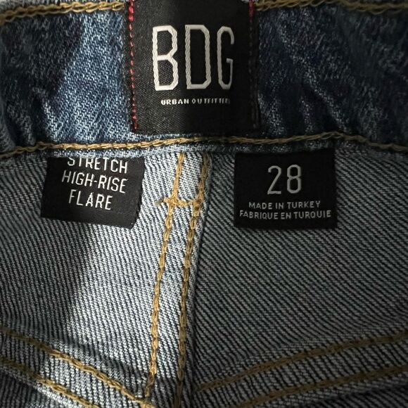 BDG Urban Outfitters Stretch High-Rise Flare Distresses Blue Women Jeans Sz 28 - Picture 12 of 12
